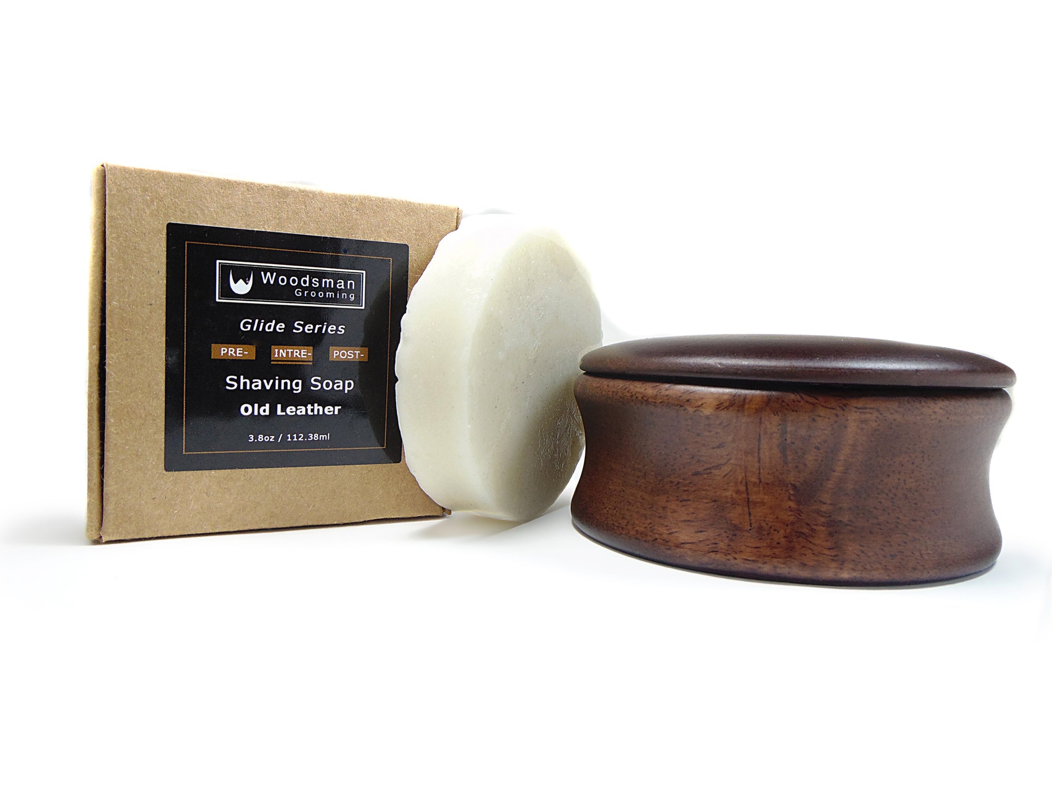 Old Leather Shave Soap with Wooden Bowl